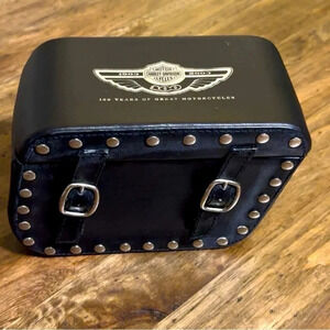 2002 VTG Harley Davidson Black Leather Saddlebag 100th Anniversary